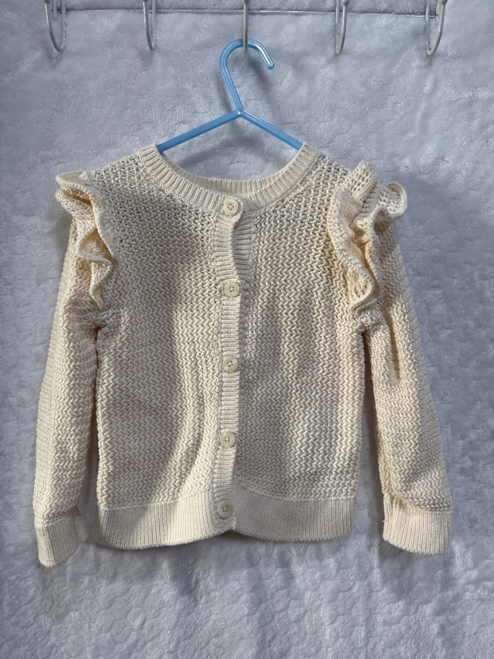 Baby gap crochet cardigan sweater toddler girl size 2T Beige Ruffles